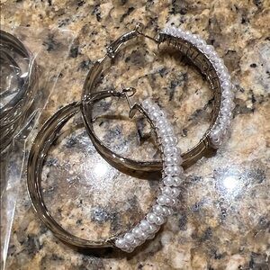 Elegant Silver and Pearl Hoop Earrings